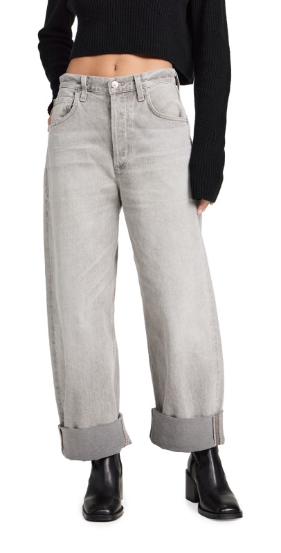Citizens of Humanity Ayla Baggy Cuffed Crop Jeans Quartz Grey