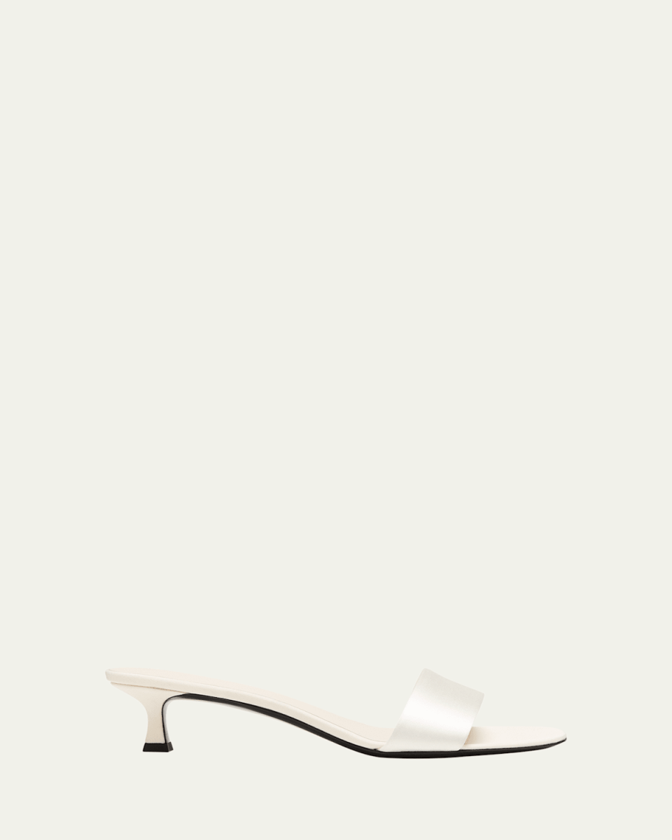 Silk Kitten-Heel Slide Sandals
