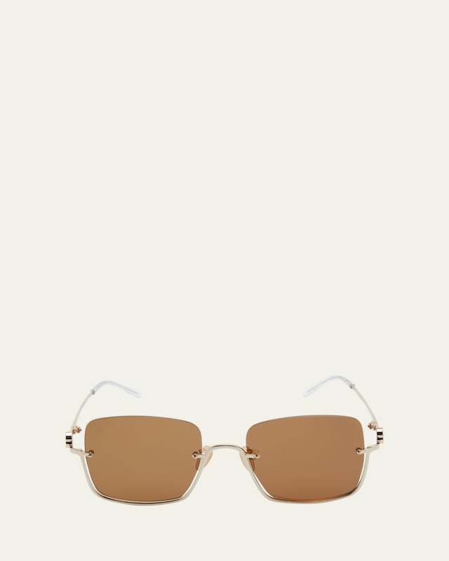 Semi-Rimmed Metal & Acetate Square Sunglasses