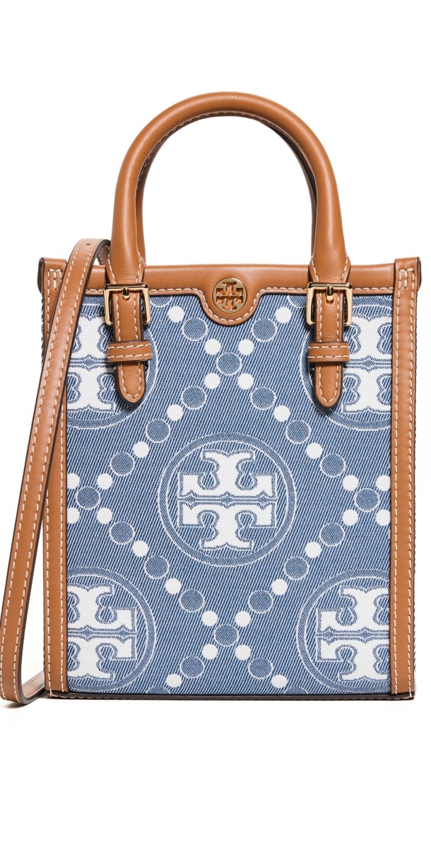 Tory Burch Monogram Denim Mini Tote Multi