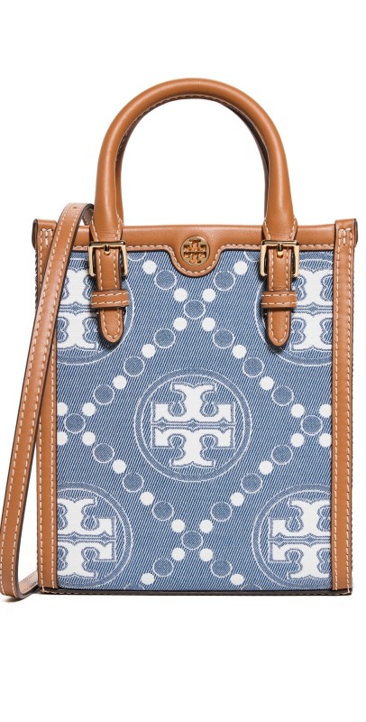 Tory Burch Monogram Denim Mini Tote Multi