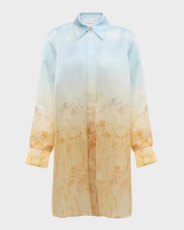 Oversized Marfa-Print Silk Organza Tunic
