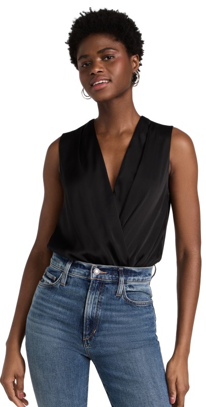 Favorite Daughter The Sleeveless Date Thong Bodysuit Black