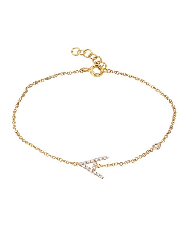 14k Gold Diamond Initial w/ Bezel Bracelet