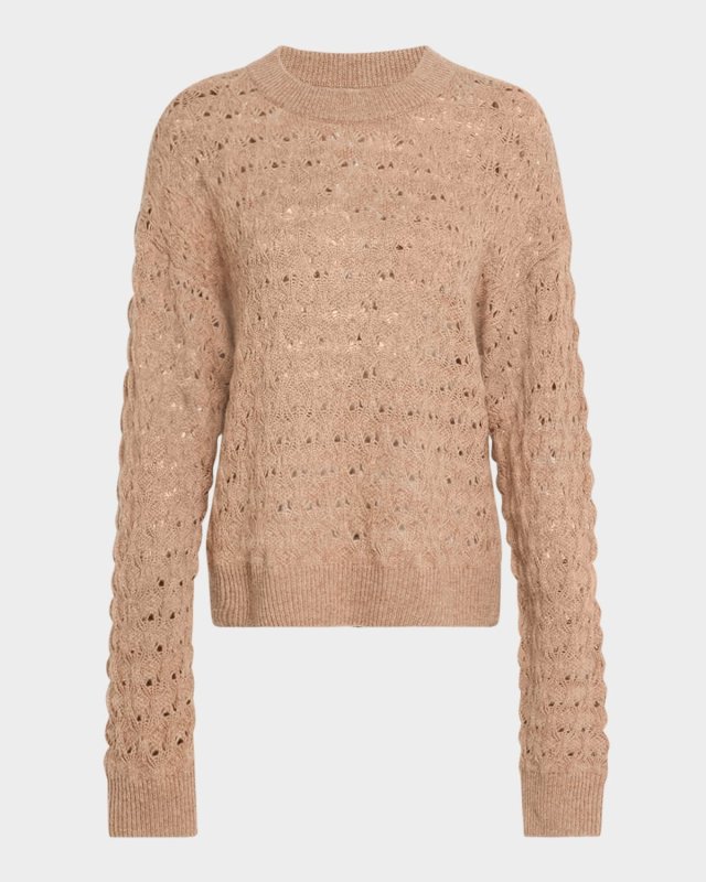 Crewneck Pointelle-Knit Cashmere Sweat