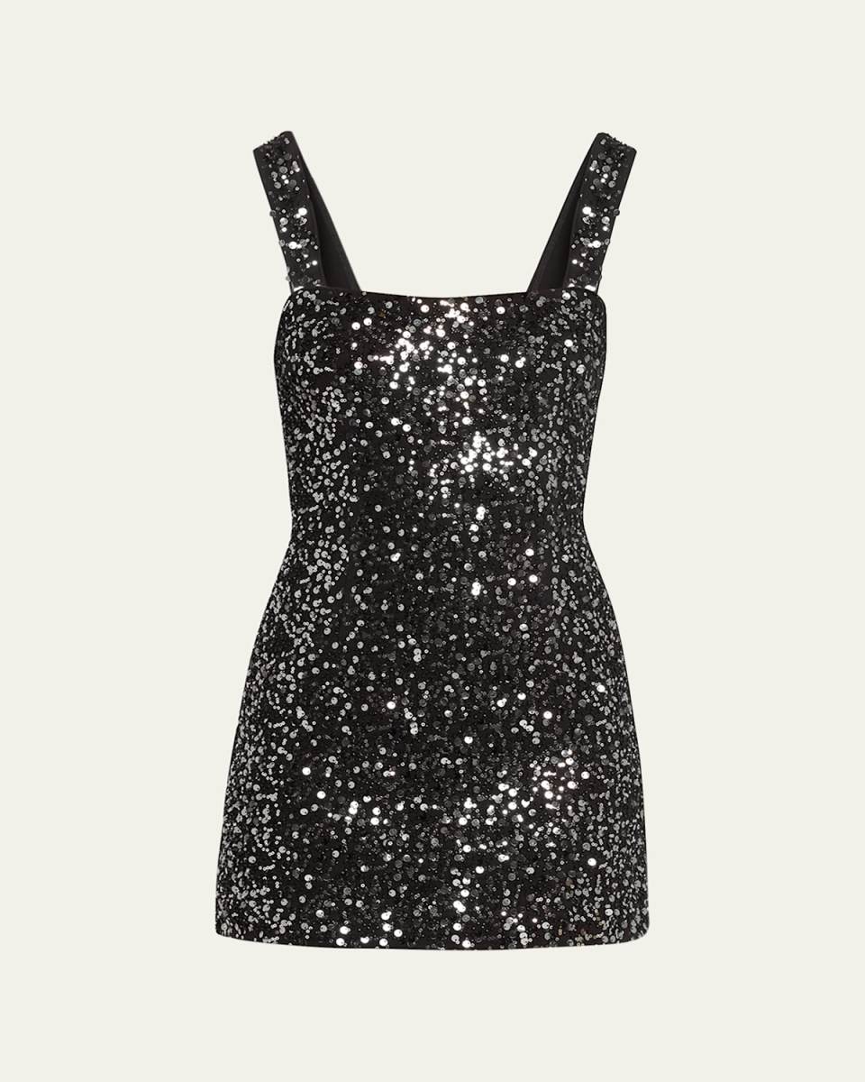 Benson Sequined Bodycon Square-Neck Mini Dress