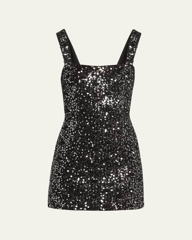 Benson Sequined Bodycon Square-Neck Mini Dress