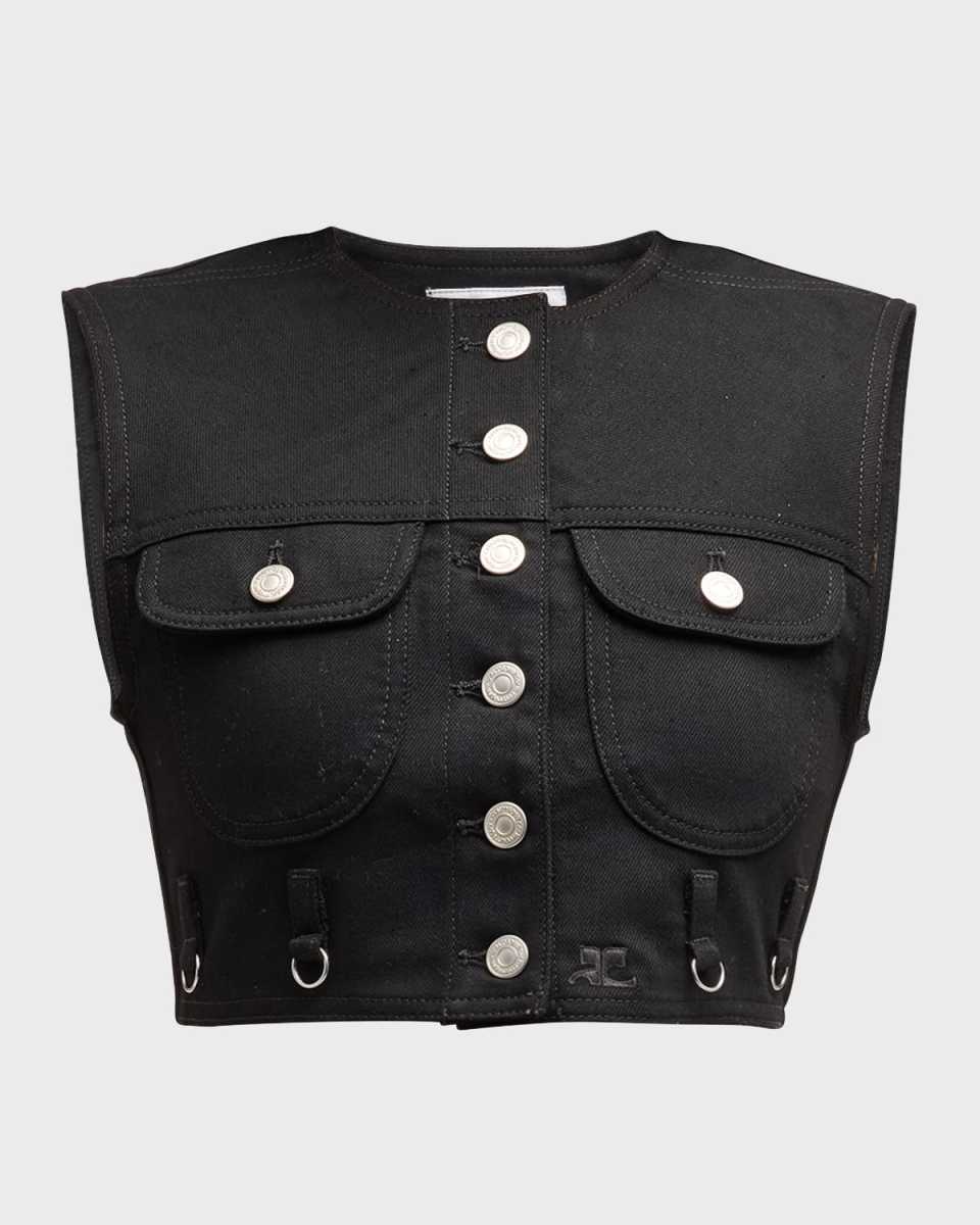 Multiflex Denim Cropped Vest