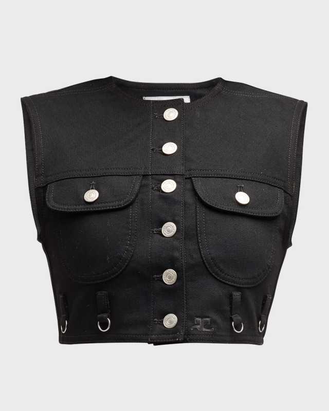 Multiflex Denim Cropped Vest