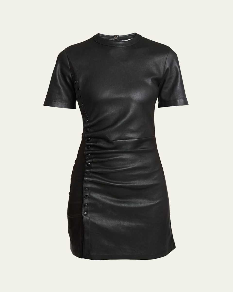 Leather Side Snap Mini Dress
