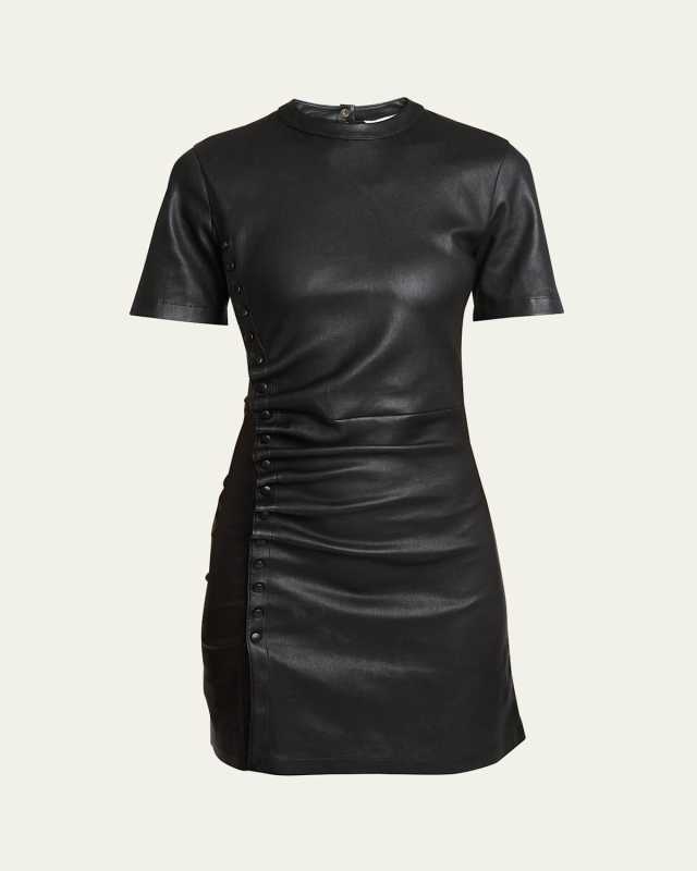 Leather Side Snap Mini Dress