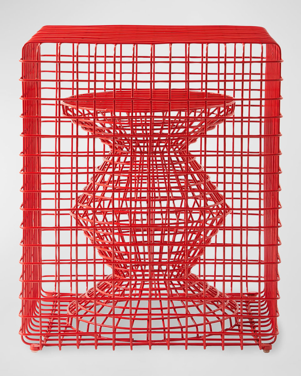 Zig Zag Wire Stool, Red