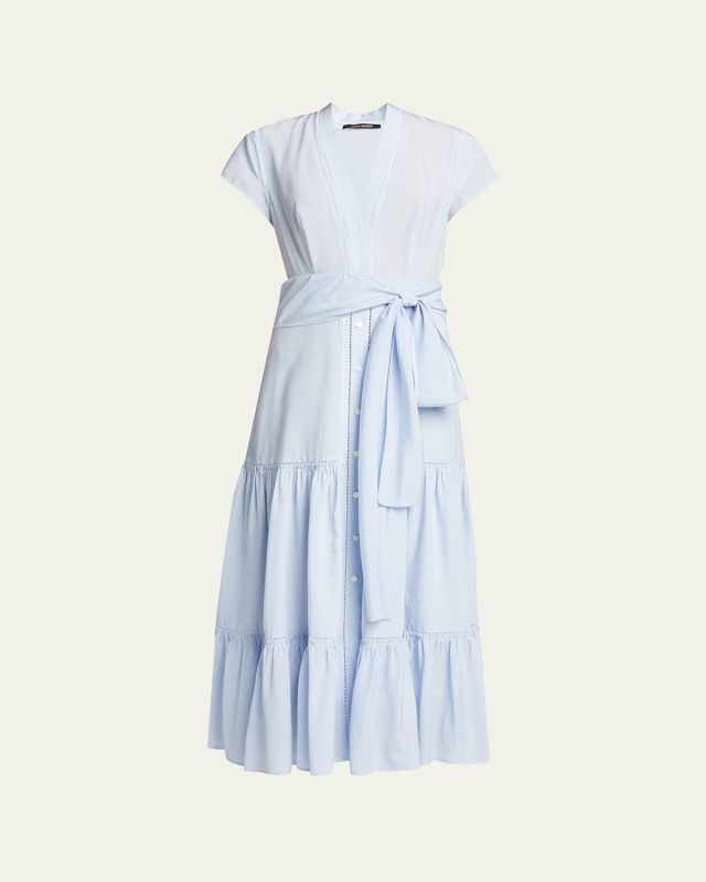 Amira V-Neck Tiered Ruffle-Hem Dress