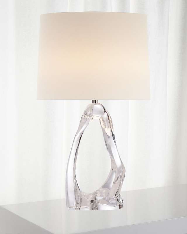 Cannes Clear Glass Table Lamp with Linen Shade