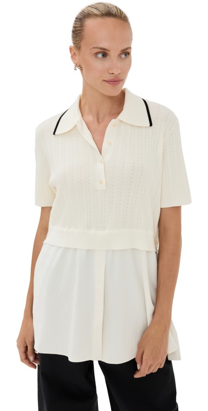 3.1 Phillip Lim Polo with Shirting Layer Ivory