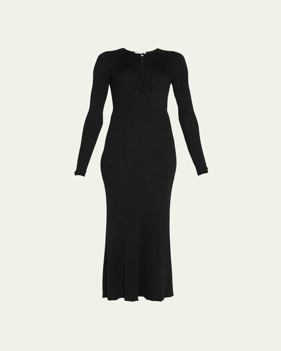 Johanna Henley Cashmere Rib Maxi Dress