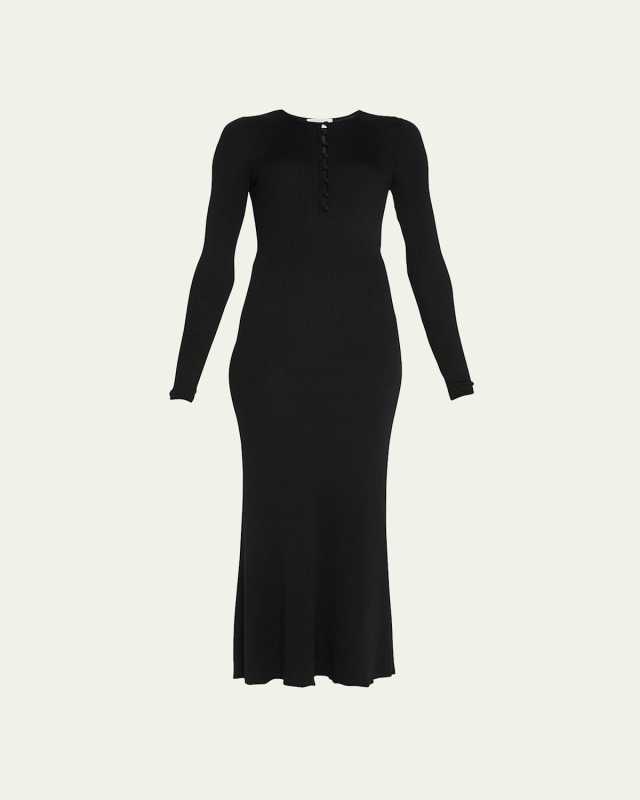 Johanna Henley Cashmere Rib Maxi Dress