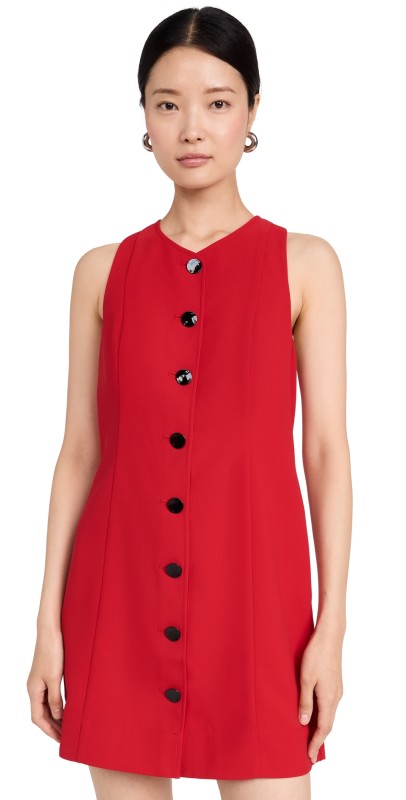 GANNI Red Twill Suiting Mini Dress Barbados Cherry