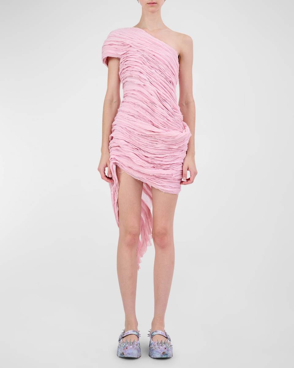 Whirl One-Shoulder Layered Mini Dress