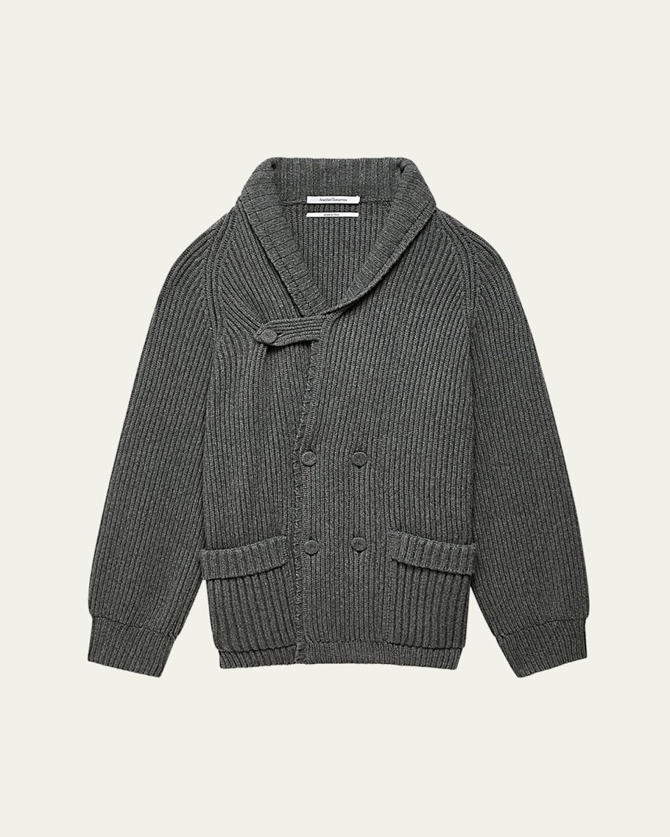 Ribbed Cashmere Wool Varsity Cardigan