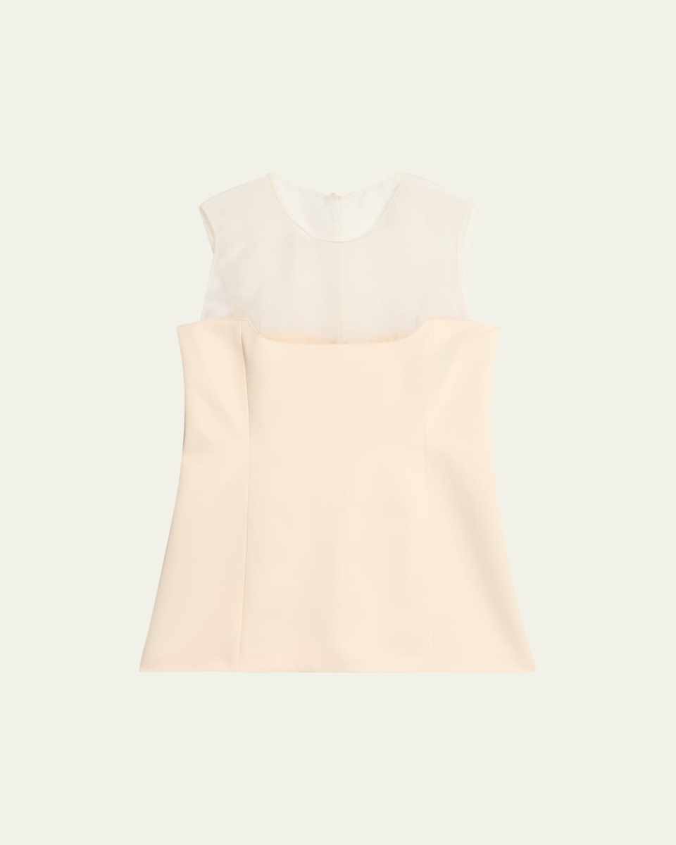 Sasmo Sleeveless Crepe and Mesh Top