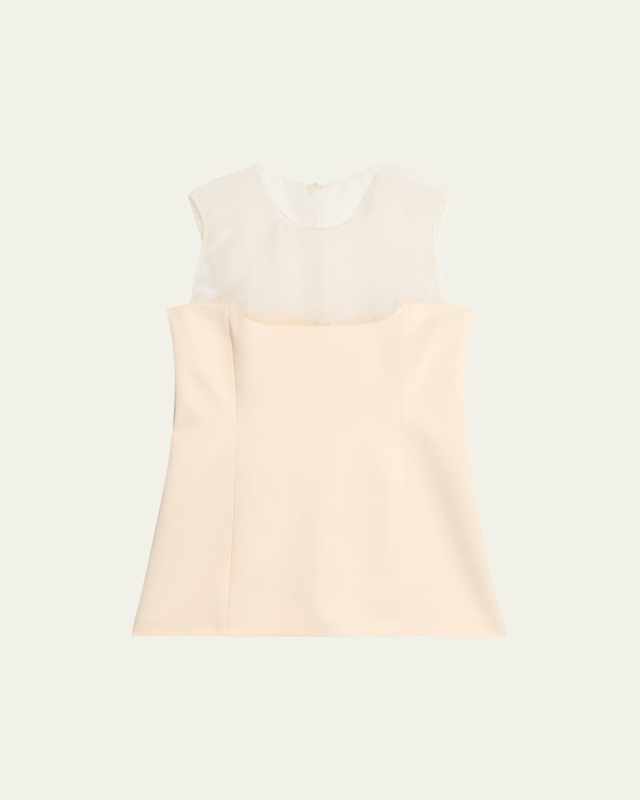 Sasmo Sleeveless Crepe and Mesh Top