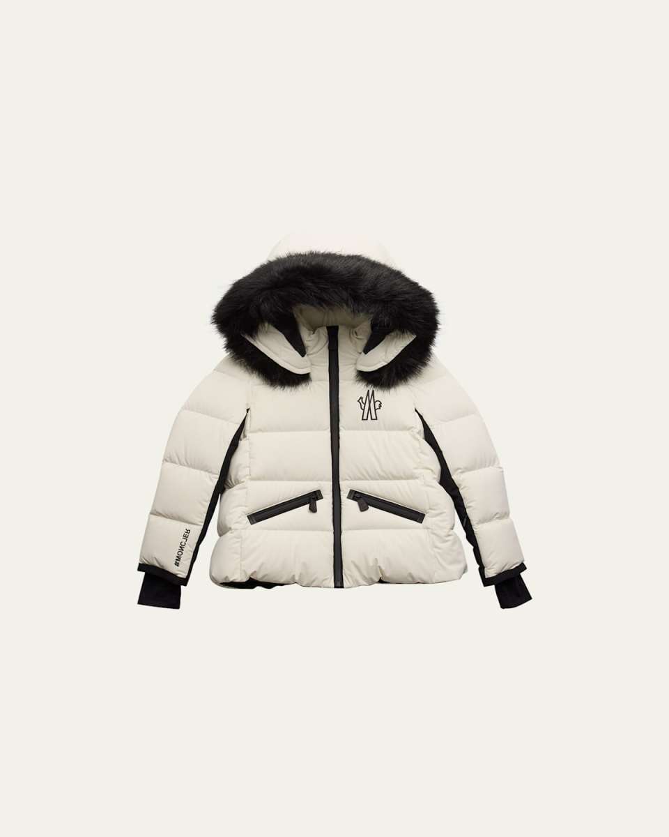 Girl's Sussies Faux Fur Hooded Puffer Jacket, Size 4-6