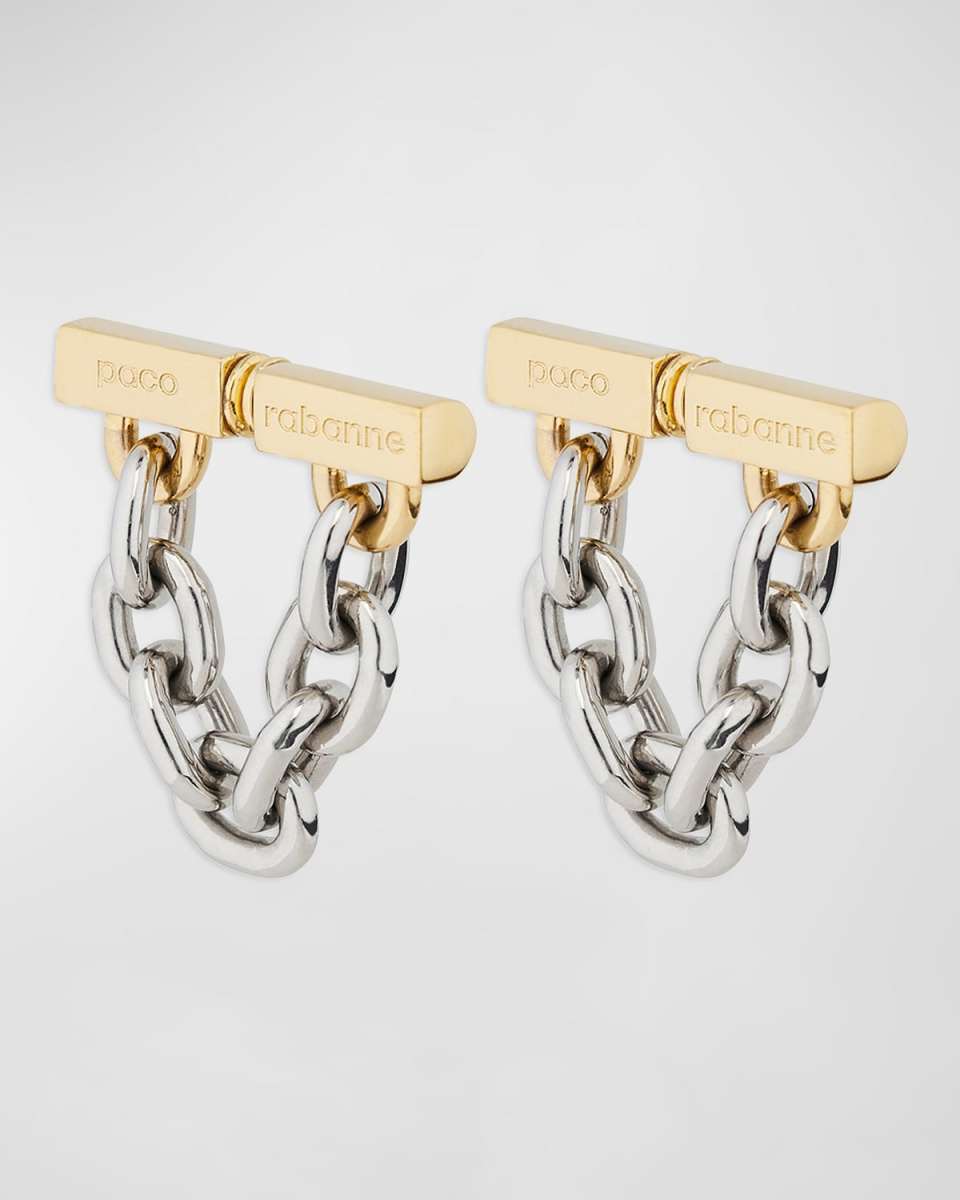 XL Two-Tone Chain-Link Dangle Earrings