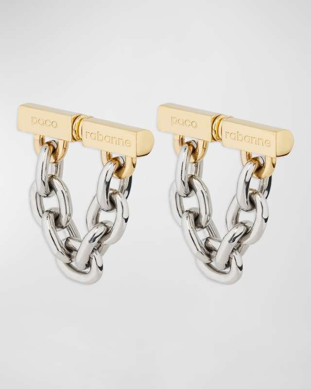 XL Two-Tone Chain-Link Dangle Earrings