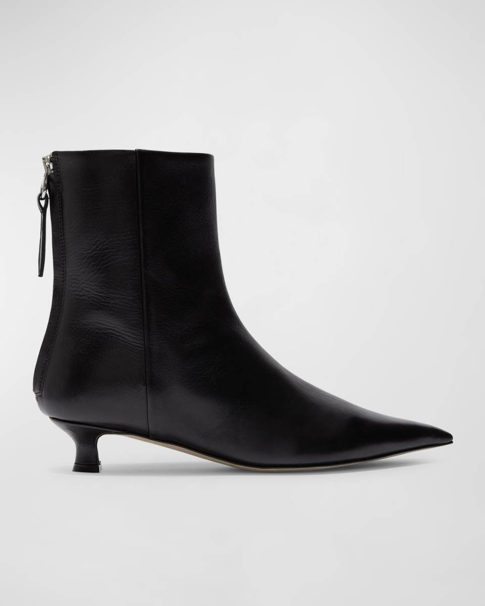 Zoe Leather Kitten Ankle Booties