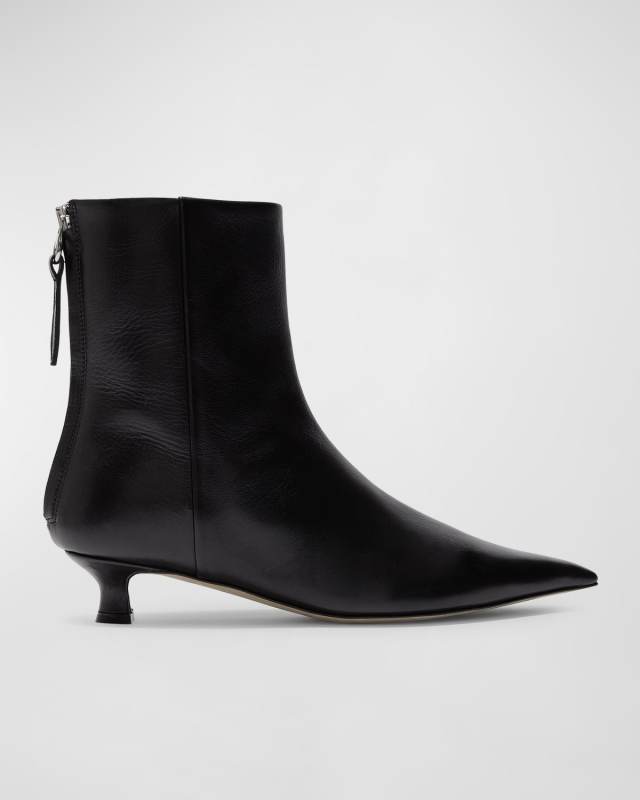 Zoe Leather Kitten Ankle Booties