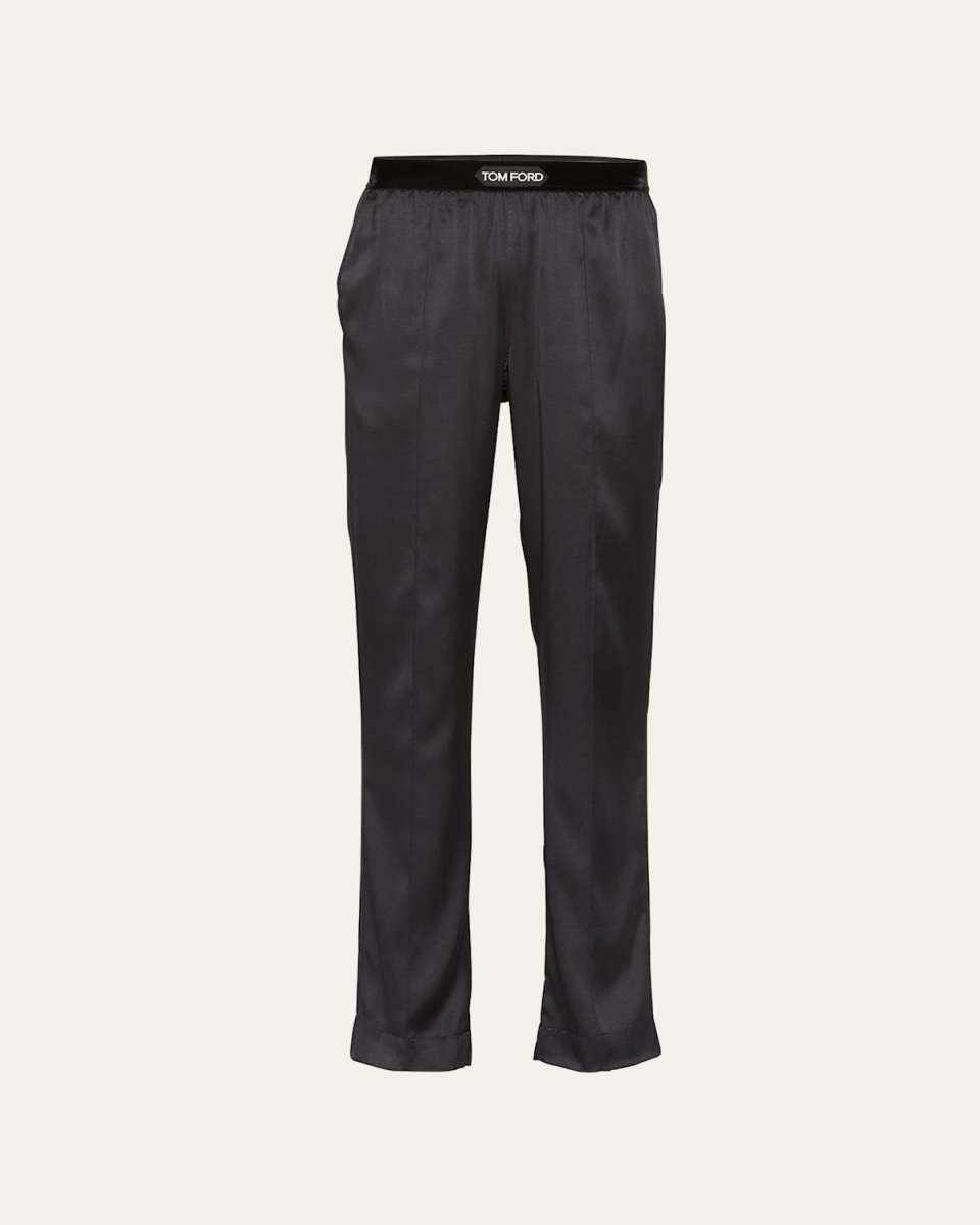 Logo-Banded Silk PJ Pants