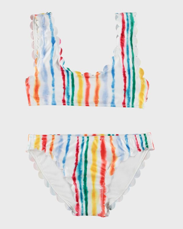 Girl's Nolina Scallop-Trim Bikini, Size 7-14
