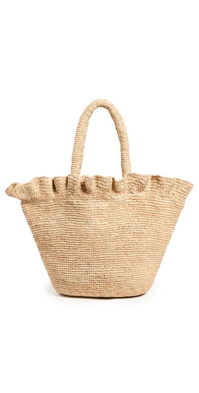 Loeffler Randall Cyrus Raffia Woven Tote with Ruffle Natural