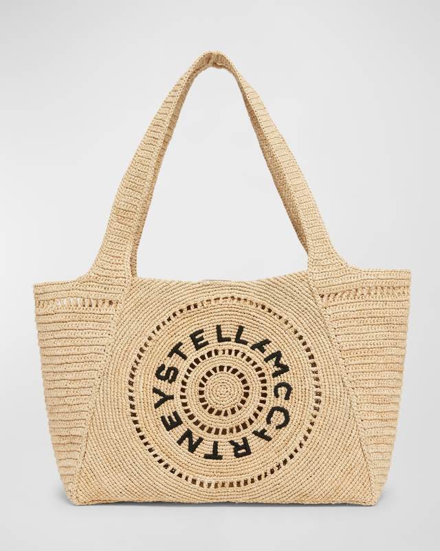 Mini Logo Crochet Raffia Tote Bag