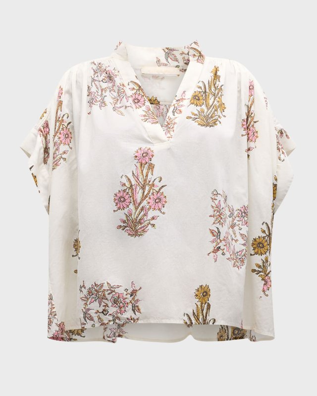 Cory Floral-Print Cotton Voile Blous