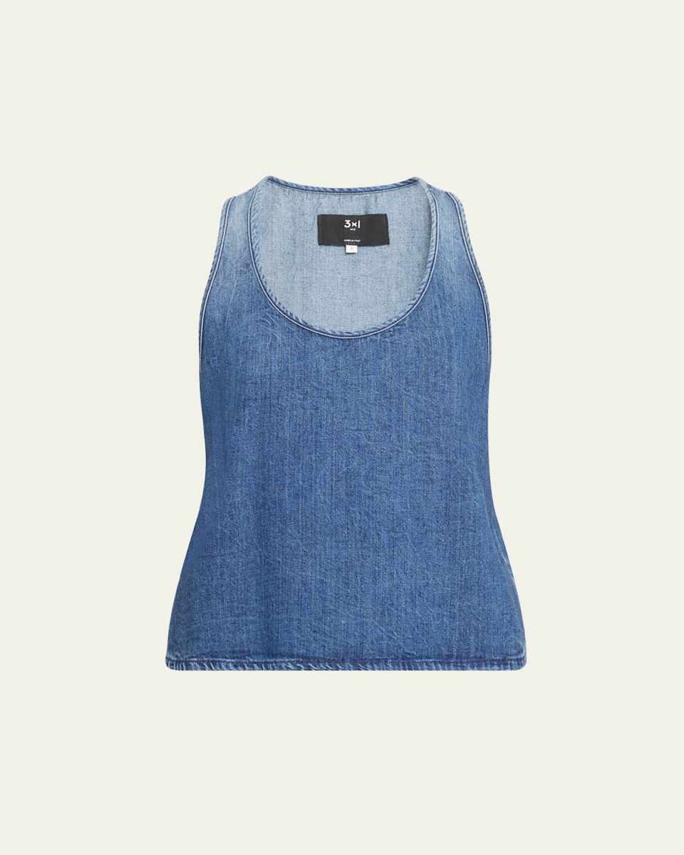 Moon Scoop-Neck Denim Tank Top