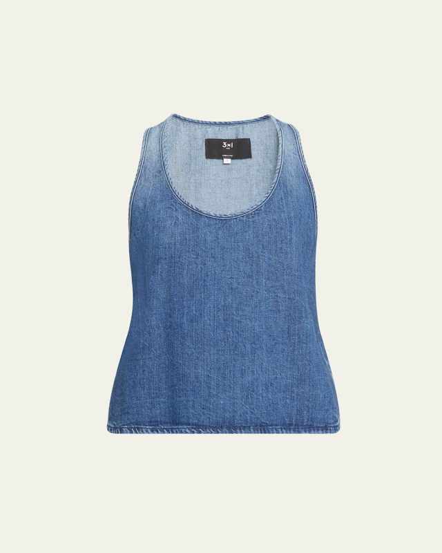 Moon Scoop-Neck Denim Tank Top