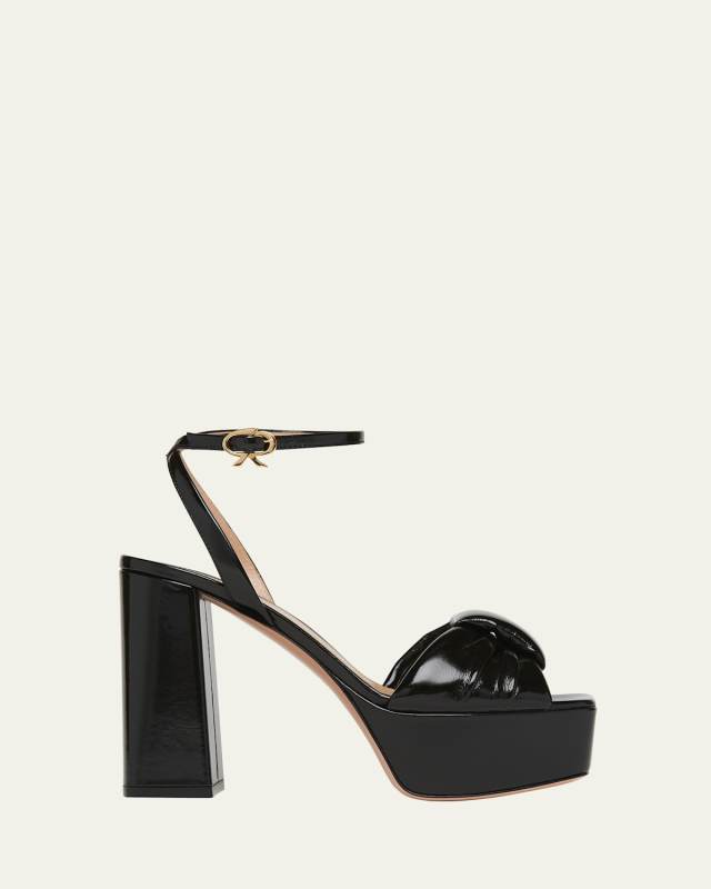 Padded Leather Knot Platform Sandals