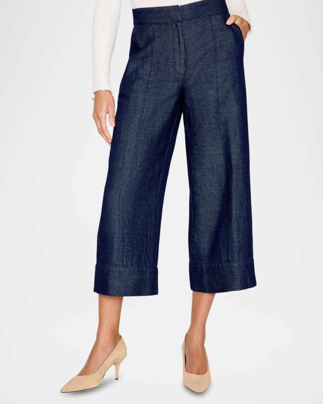 Odele Cropped Straight-Leg Denim Pants