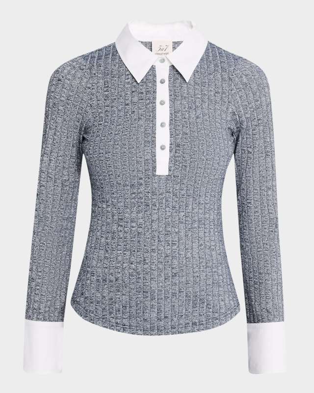 Jaden Buttoned Rib-Knit Top