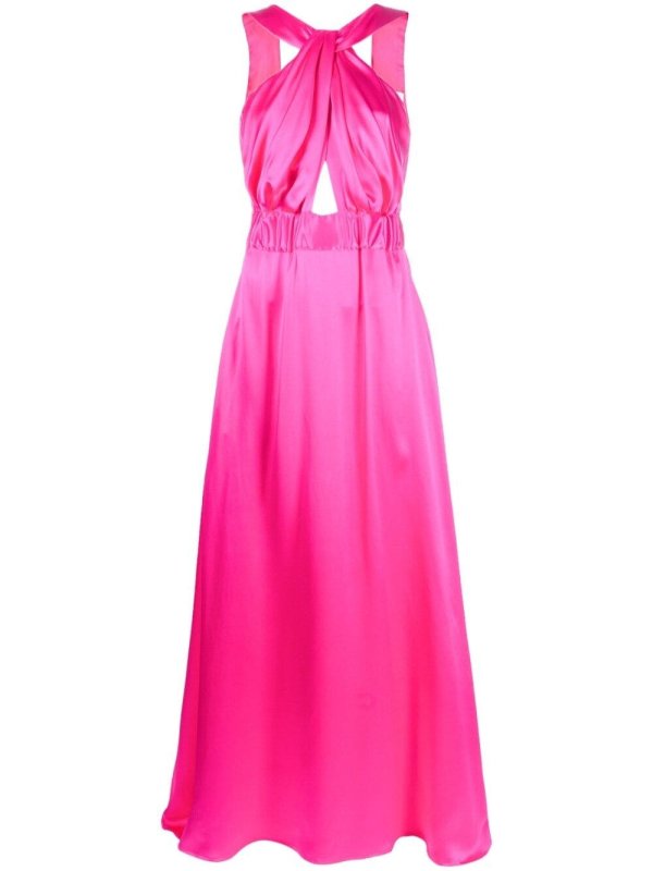 long sleeveless silk dress