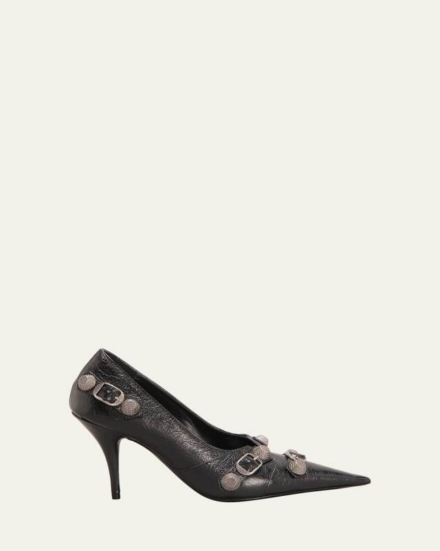 Cagole Leather Stud Stiletto Pumps