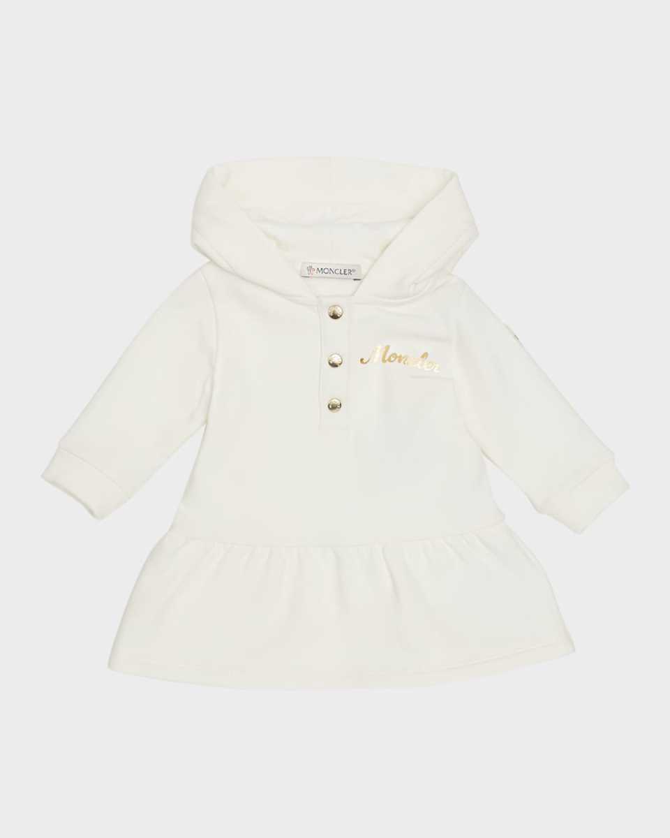 Girl's Metallic Logo-Print Fleece Hooded Dress, Size 6M-3