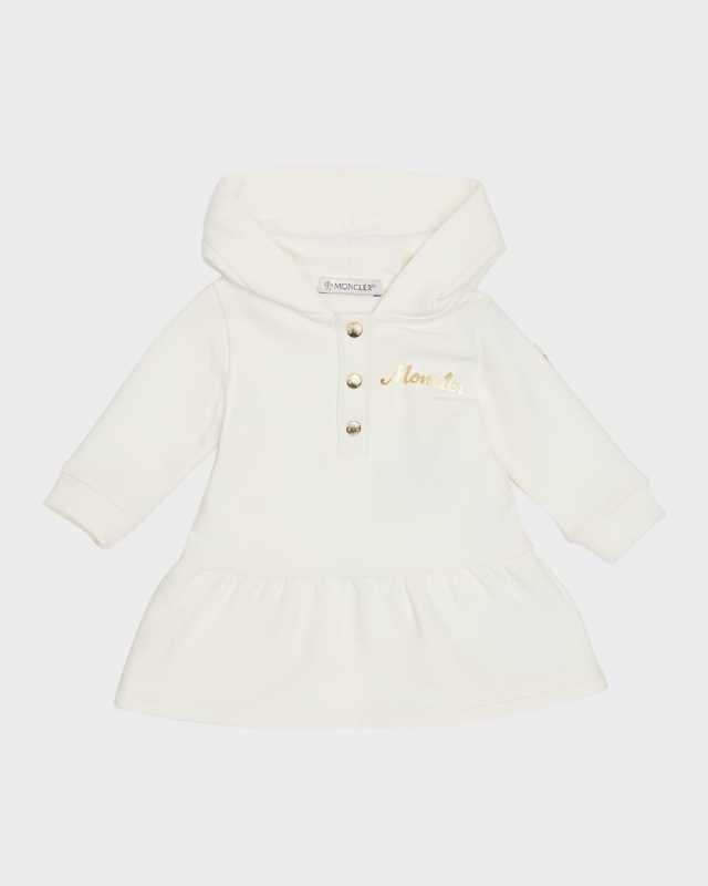 Girl's Metallic Logo-Print Fleece Hooded Dress, Size 6M-3