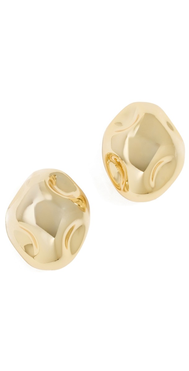 By Adina Eden Pebble Stud Earrings Gold