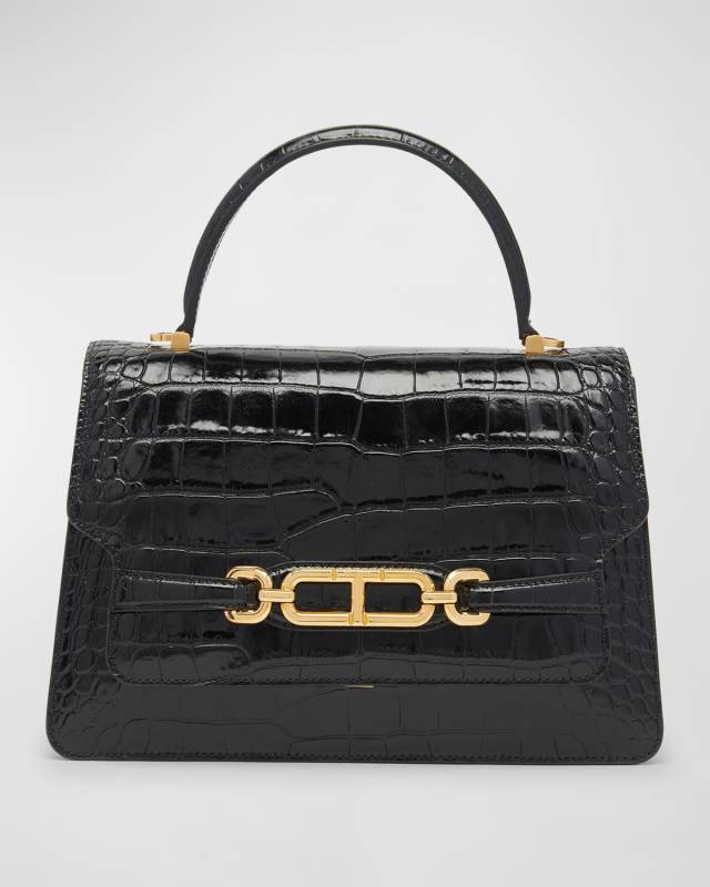 Whitney Medium Top Handle in Stamped Croc Leather