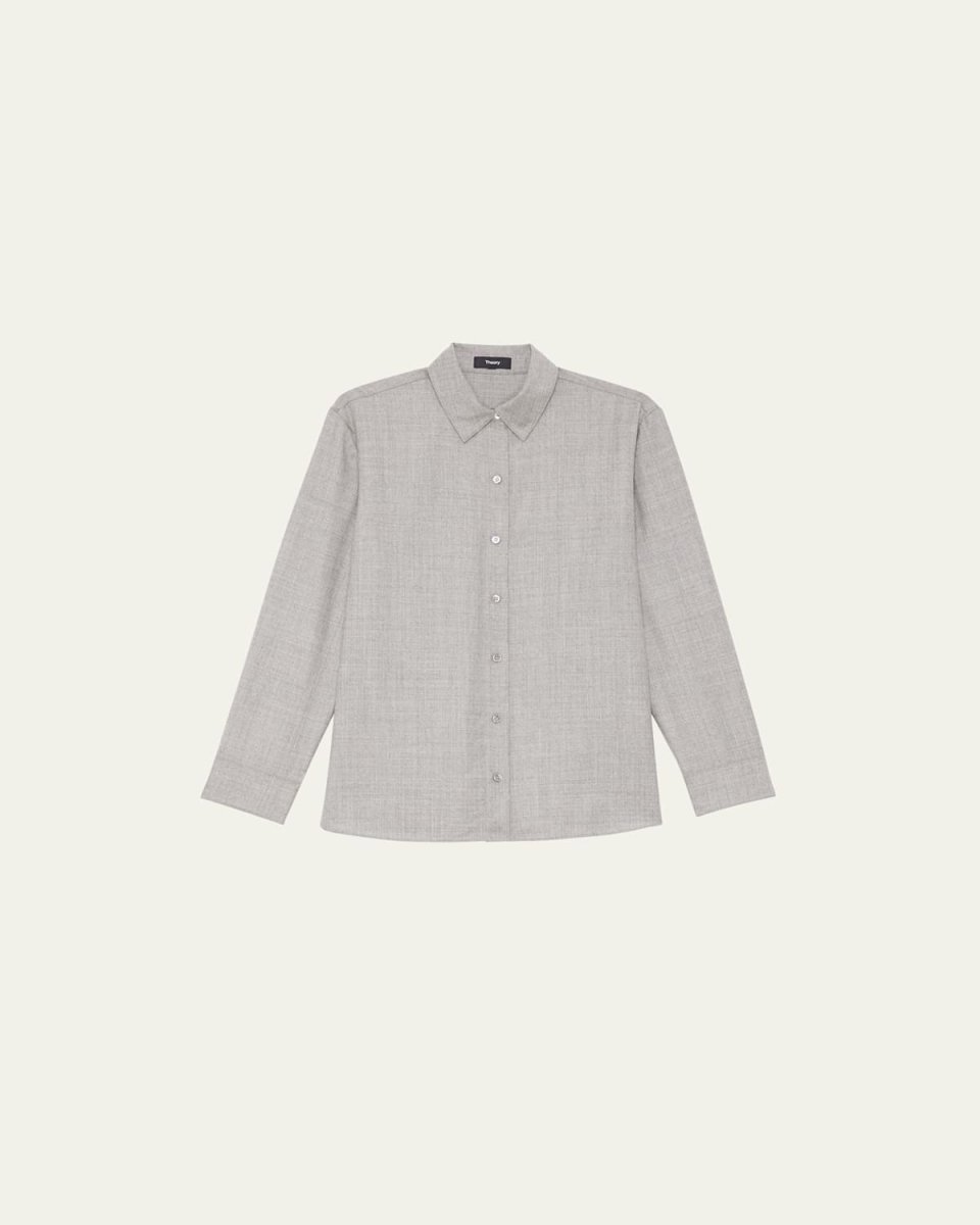 Classic Cotton Flannel Button-Front Shirt