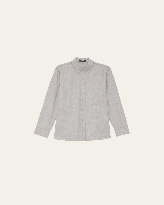 Classic Cotton Flannel Button-Front Shirt