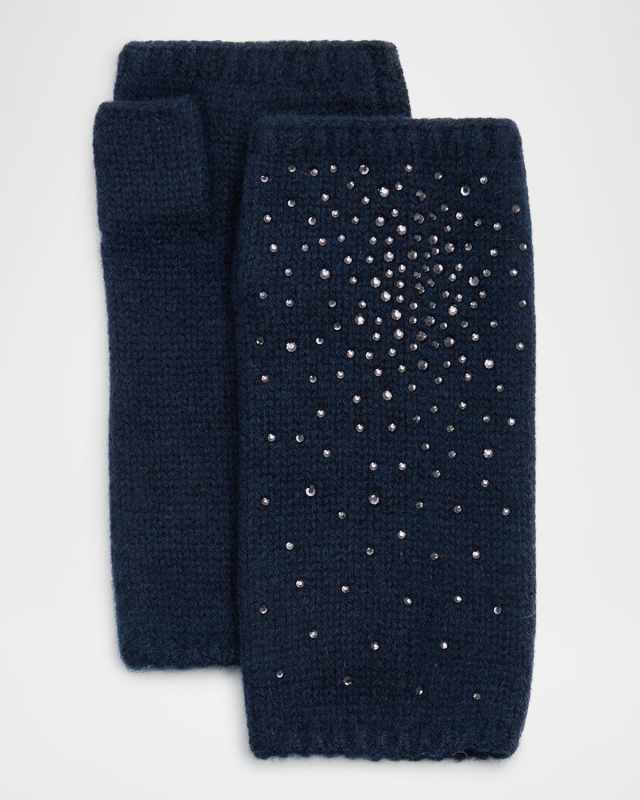 Cashmere Embellished Fingerless Gloves